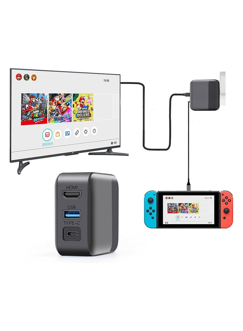 Adapter Charger for Switch for Switch Dock Charger Adapter 4K HDMI TV Adapter for Nintendo Switch AC Adapter and TV Dock Functions 2in 1 Fast Charging and Portable - Image 1